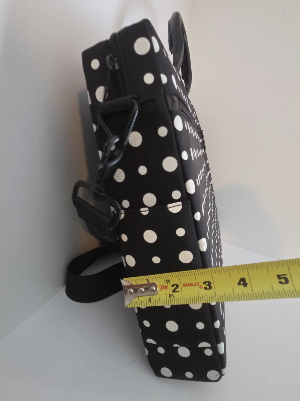 Polka Dot Black & White Laptop Messenger Bag